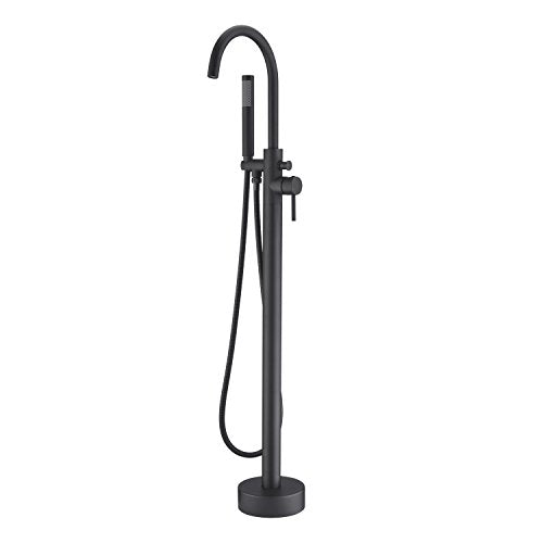 Artiqua Freestanding Bathtub Faucet Tub Filler Faucets Black Single Handle Floor Mounted with Handheld Shower