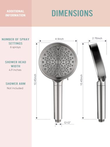 Cobbe Filtered Shower Head with Handheld, High Pressure 6 Spray Mode Showerhead with Filters, Water Softener Filters Beads for Hard Water - Remove Chlorine - Reduces Dry Itchy Skin, Matte Black