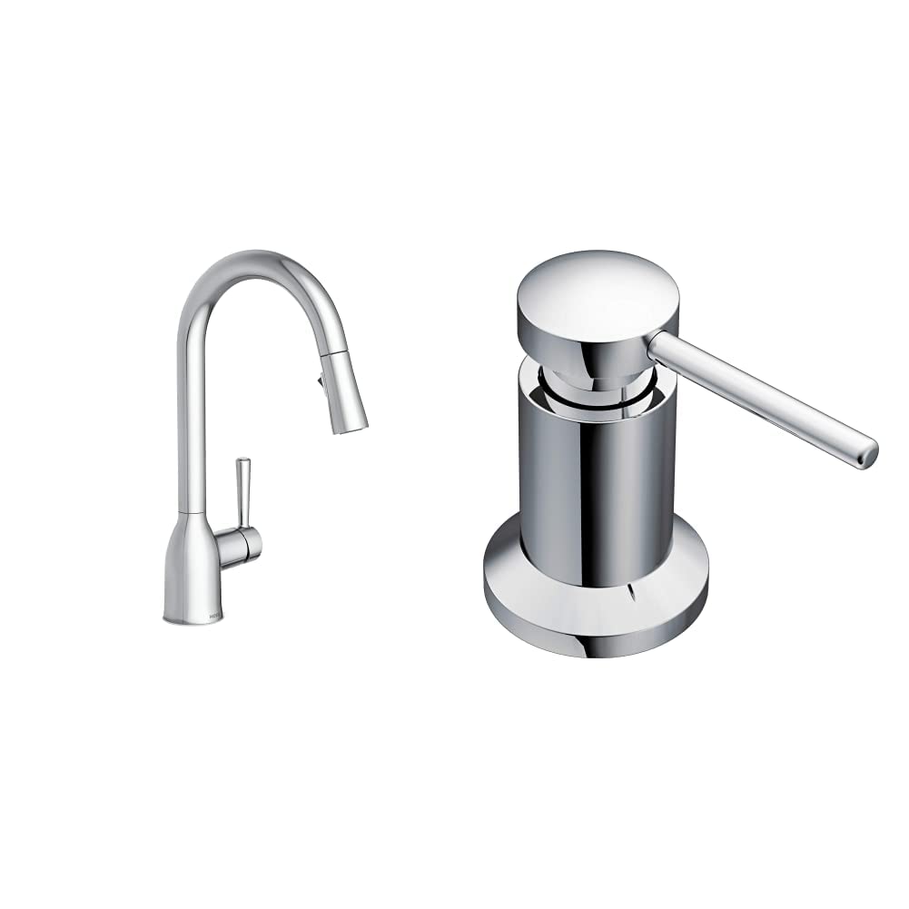 Moen 87233SRS Adler One-Handle High Arc Pulldown Kitchen Faucet with Power Clean, 24.7" L x 12.3" W x 14.6" H, Spot Resist Stainless