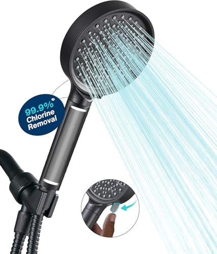 Cobbe Filtered Shower Head with Handheld, High Pressure 6 Spray Mode Showerhead with Filters, Water Softener Filters Beads for Hard Water - Remove Chlorine - Reduces Dry Itchy Skin, Matte Black