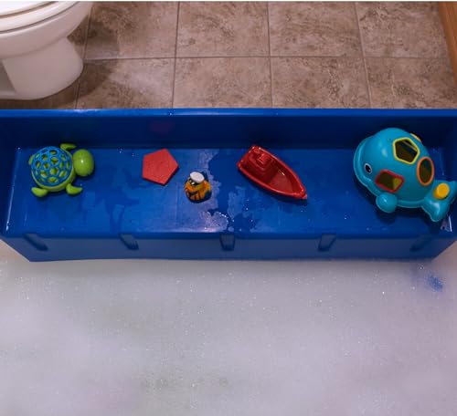 Tub Topper® Bathtub Splash Guard Play Shelf Area -Toy Tray Caddy Holder Storage -Suction Cups Attach to Bath Tub -No Mess Water Spill in Bathroom -Fun for Toddlers Kids Baby