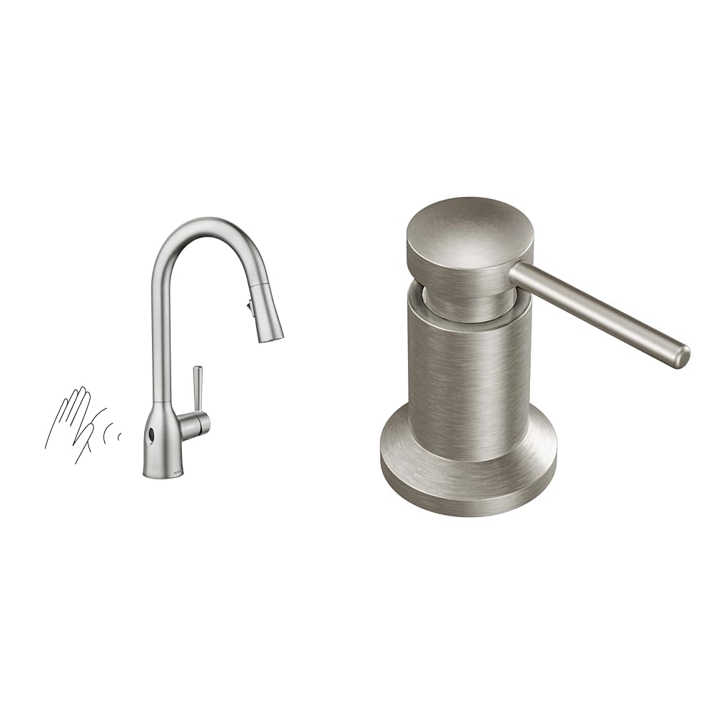 Moen 87233SRS Adler One-Handle High Arc Pulldown Kitchen Faucet with Power Clean, 24.7" L x 12.3" W x 14.6" H, Spot Resist Stainless