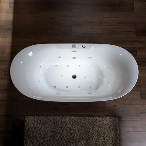 WOODBRIDGE 72" x 35-3/8" Whirlpool Water Jetted and Air Bubble Freestanding Heated Soaking Combination Bathtub with LED control panel,BJ-400