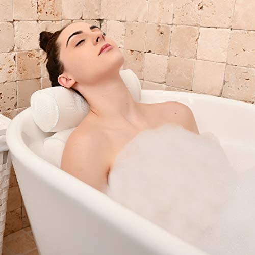 Bathtub Pillow for Neck and Shoulder - Spa Bath Pillows for Tub Neck and Back Support - Perfect Bath Accessories for Women - Relaxing Luxe Bath - Ideal Bath Gift Set for Women - Home Spa Products