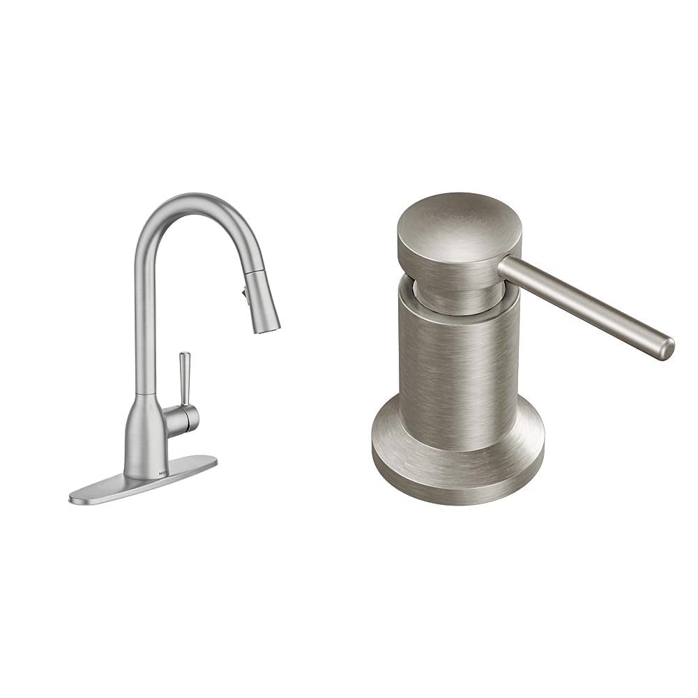 Moen 87233SRS Adler One-Handle High Arc Pulldown Kitchen Faucet with Power Clean, 24.7" L x 12.3" W x 14.6" H, Spot Resist Stainless