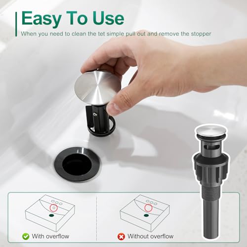 Black Bathroom Faucet Single Handle Bathroom Sink Faucet with Pop-up Drain Rv Lavatory Vessel Faucet Basin Mixer Tap with Deck Plate