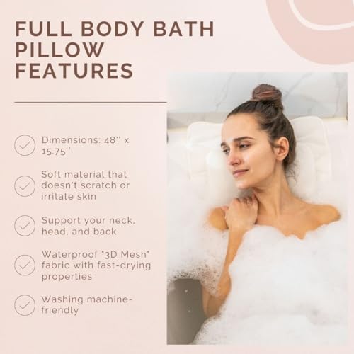 Bathtub Pillow for Neck and Shoulder - Spa Bath Pillows for Tub Neck and Back Support - Perfect Bath Accessories for Women - Relaxing Luxe Bath - Ideal Bath Gift Set for Women - Home Spa Products