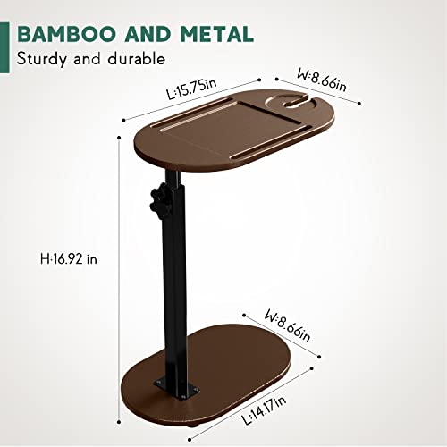 Yumkfoi Bamboo Bathtub Tray Table with Adjustable Height, Freestanding Bath Caddy Tray for Tub Against Wall, Bathtub Side Table for Luxury Bath Home Spa Homewarming - Patent Protected (Natural)