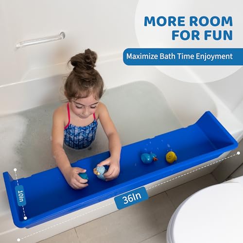 Tub Topper® Bathtub Splash Guard Play Shelf Area -Toy Tray Caddy Holder Storage -Suction Cups Attach to Bath Tub -No Mess Water Spill in Bathroom -Fun for Toddlers Kids Baby