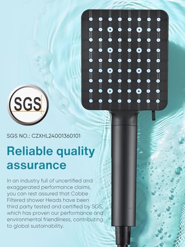 Cobbe Filtered Shower Head with Handheld, High Pressure 6 Spray Mode Showerhead with Filters, Water Softener Filters Beads for Hard Water - Remove Chlorine - Reduces Dry Itchy Skin, Matte Black