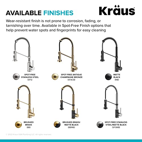 KRAUS Bolden Commercial Style Pull-Down Single Handle 18-Inch Kitchen Faucet in Brushed Brass/Matte Black, KPF-1610BBMB