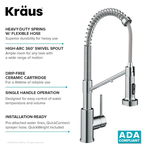 KRAUS Bolden Commercial Style Pull-Down Single Handle 18-Inch Kitchen Faucet in Brushed Brass/Matte Black, KPF-1610BBMB