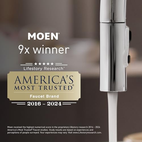 Moen 87233SRS Adler One-Handle High Arc Pulldown Kitchen Faucet with Power Clean, 24.7" L x 12.3" W x 14.6" H, Spot Resist Stainless