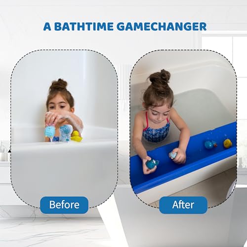 Tub Topper® Bathtub Splash Guard Play Shelf Area -Toy Tray Caddy Holder Storage -Suction Cups Attach to Bath Tub -No Mess Water Spill in Bathroom -Fun for Toddlers Kids Baby