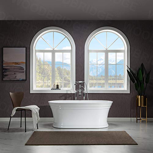 WOODBRIDGE 59"Freestanding White Acylic Soaking Bathtub with Brushed Gold Drain and Overflow,B1536-BG