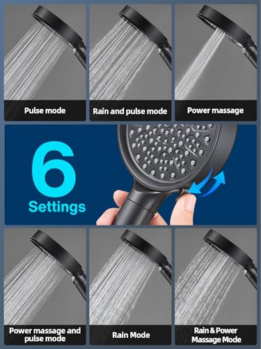 Cobbe Filtered Shower Head with Handheld, High Pressure 6 Spray Mode Showerhead with Filters, Water Softener Filters Beads for Hard Water - Remove Chlorine - Reduces Dry Itchy Skin, Matte Black