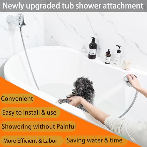 Seltomer Pet Shower Attachment Dog Washing Set Tub Shower Sprayer with Quick Metal Connector & 6ft Hose for Bathroom Tub Spout w/Front Diverter