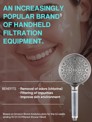 Cobbe Filtered Shower Head with Handheld, High Pressure 6 Spray Mode Showerhead with Filters, Water Softener Filters Beads for Hard Water - Remove Chlorine - Reduces Dry Itchy Skin, Matte Black