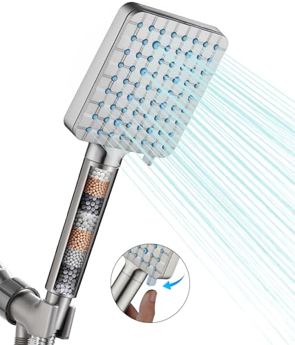 Cobbe Filtered Shower Head with Handheld, High Pressure 6 Spray Mode Showerhead with Filters, Water Softener Filters Beads for Hard Water - Remove Chlorine - Reduces Dry Itchy Skin, Matte Black