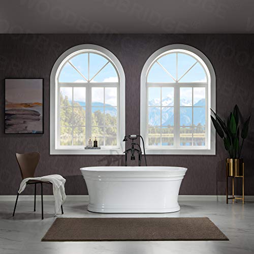 WOODBRIDGE 59"Freestanding White Acylic Soaking Bathtub with Brushed Gold Drain and Overflow,B1536-BG