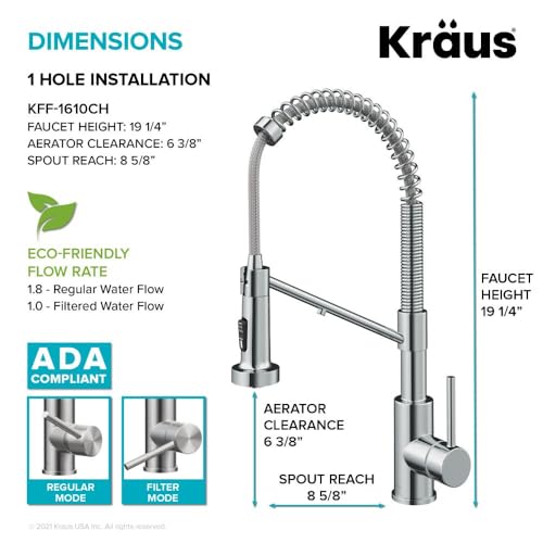 KRAUS Bolden Commercial Style Pull-Down Single Handle 18-Inch Kitchen Faucet in Brushed Brass/Matte Black, KPF-1610BBMB