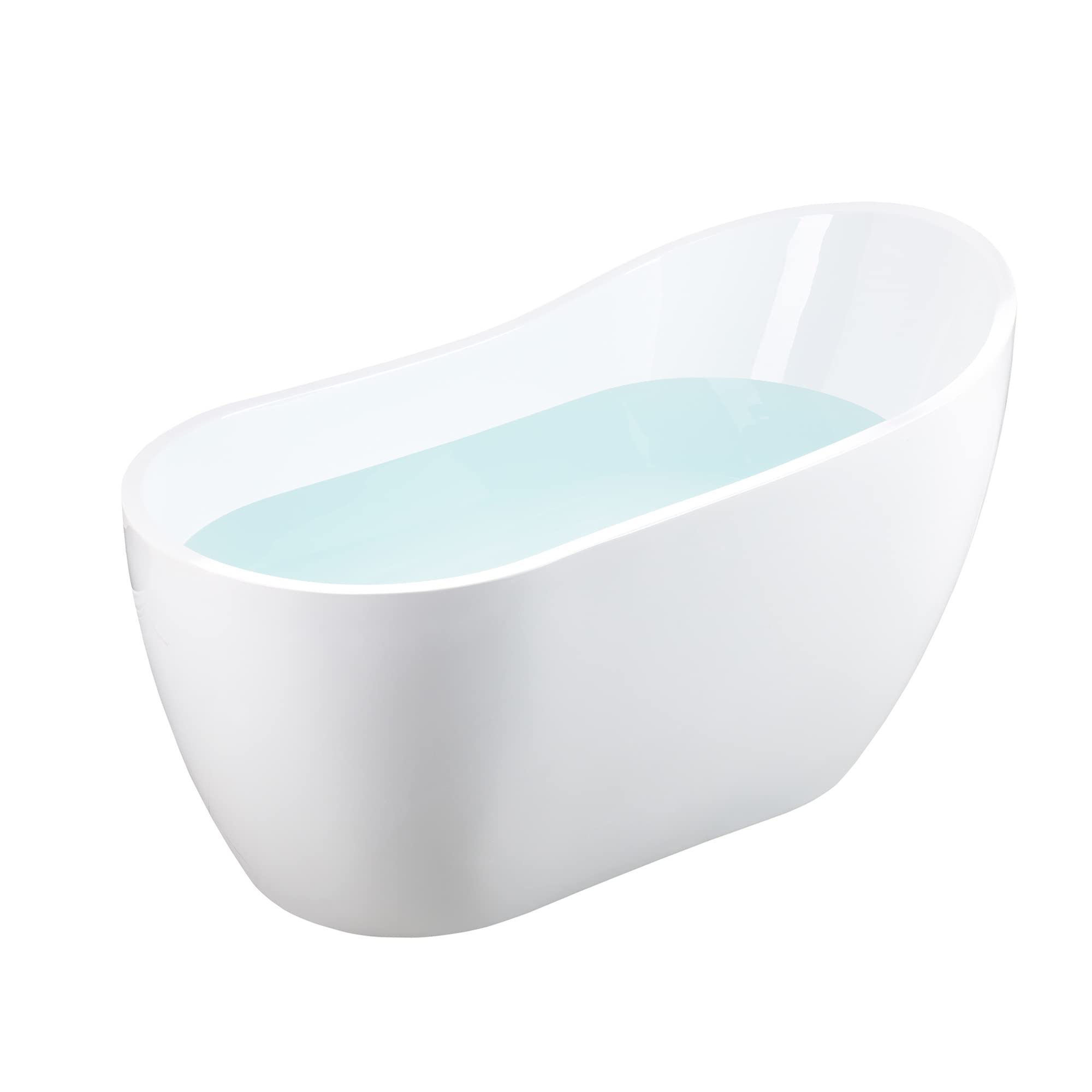 WOODBRIDGE Acrylic Freestanding Contemporary Soaking Tub with Brushed Nickel Overflow and Drain, B-0006 / BTA1507, 54" Bathtub White