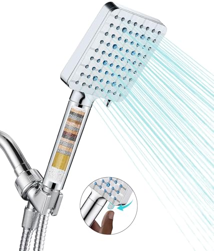 Cobbe Filtered Shower Head with Handheld, High Pressure 6 Spray Mode Showerhead with Filters, Water Softener Filters Beads for Hard Water - Remove Chlorine - Reduces Dry Itchy Skin, Matte Black