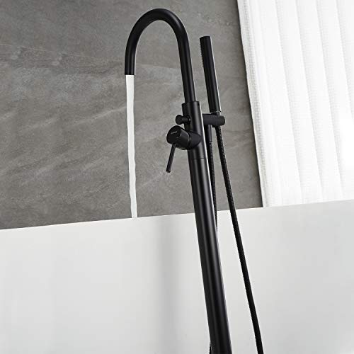 Artiqua Freestanding Bathtub Faucet Tub Filler Faucets Black Single Handle Floor Mounted with Handheld Shower