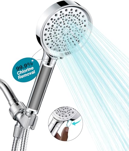 Cobbe Filtered Shower Head with Handheld, High Pressure 6 Spray Mode Showerhead with Filters, Water Softener Filters Beads for Hard Water - Remove Chlorine - Reduces Dry Itchy Skin, Matte Black