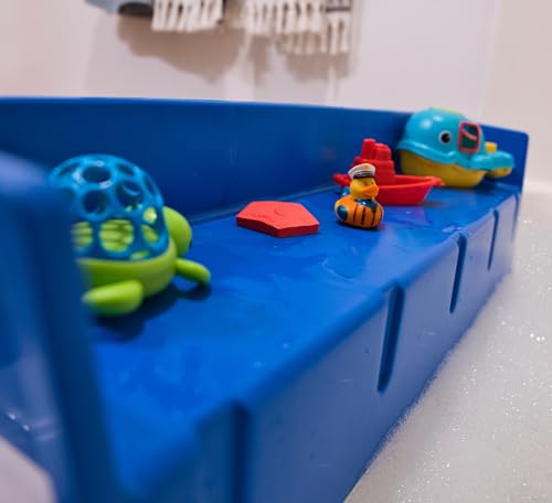 Tub Topper® Bathtub Splash Guard Play Shelf Area -Toy Tray Caddy Holder Storage -Suction Cups Attach to Bath Tub -No Mess Water Spill in Bathroom -Fun for Toddlers Kids Baby