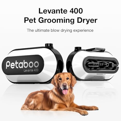 petaboo Dog Dryer for Pet Grooming, High-Velocity Force Blow Dryer, Super Quiet Dog Hair Dryer with 3 Nozzles & Adjustable Speed & 3 Temperature for Dog & Cat