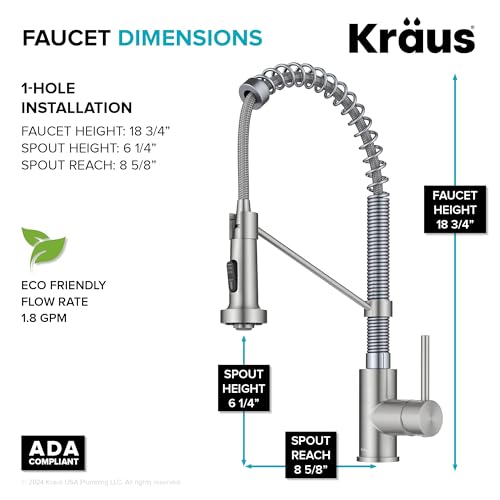 KRAUS Bolden Commercial Style Pull-Down Single Handle 18-Inch Kitchen Faucet in Brushed Brass/Matte Black, KPF-1610BBMB