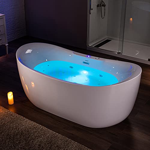 WOODBRIDGE 72" x 35-3/8" Whirlpool Water Jetted and Air Bubble Freestanding Heated Soaking Combination Bathtub with LED control panel,BJ-400