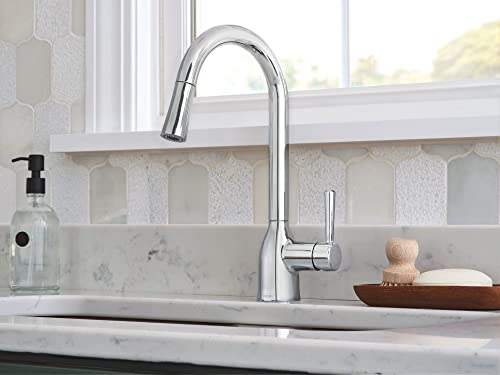 Moen 87233SRS Adler One-Handle High Arc Pulldown Kitchen Faucet with Power Clean, 24.7" L x 12.3" W x 14.6" H, Spot Resist Stainless