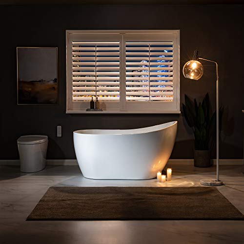 WOODBRIDGE Acrylic Freestanding Contemporary Soaking Tub with Brushed Nickel Overflow and Drain, B-0006 / BTA1507, 54" Bathtub White