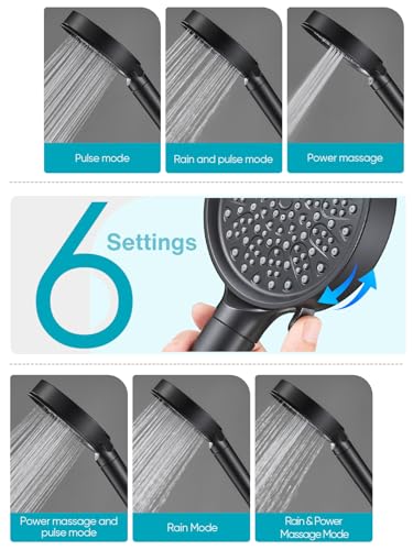 Cobbe Filtered Shower Head with Handheld, High Pressure 6 Spray Mode Showerhead with Filters, Water Softener Filters Beads for Hard Water - Remove Chlorine - Reduces Dry Itchy Skin, Matte Black