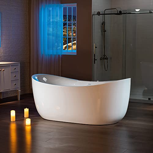 WOODBRIDGE 72" x 35-3/8" Whirlpool Water Jetted and Air Bubble Freestanding Heated Soaking Combination Bathtub with LED control panel,BJ-400