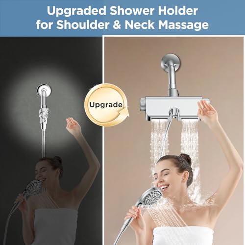 MakeFit Filtered Shower Head with Handheld Combo - Dual 2-in-1 Spa System with Massage Shower Head and 10 Modes Hand Held Shower Head, High Pressure, Built in Power Wash Mode (Chrome)