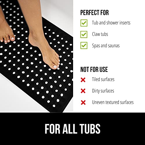 Gorilla Grip Patented Bathmat, 35x16, Clear, Bathtub Shower Mat, Plastic, Hexagon, Soft on Feet, Machine Washable, Suction Cups, Drainage Holes, BPA Free, Long Bath Tub Floor Mats