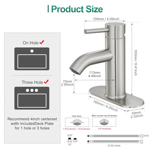 Black Bathroom Faucet Single Handle Bathroom Sink Faucet with Pop-up Drain Rv Lavatory Vessel Faucet Basin Mixer Tap with Deck Plate