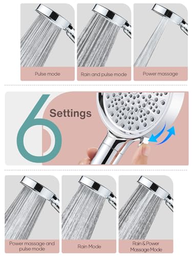 Cobbe Filtered Shower Head with Handheld, High Pressure 6 Spray Mode Showerhead with Filters, Water Softener Filters Beads for Hard Water - Remove Chlorine - Reduces Dry Itchy Skin, Matte Black