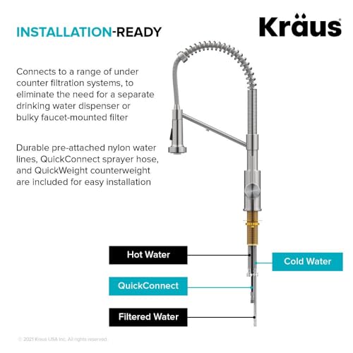 KRAUS Bolden Commercial Style Pull-Down Single Handle 18-Inch Kitchen Faucet in Brushed Brass/Matte Black, KPF-1610BBMB