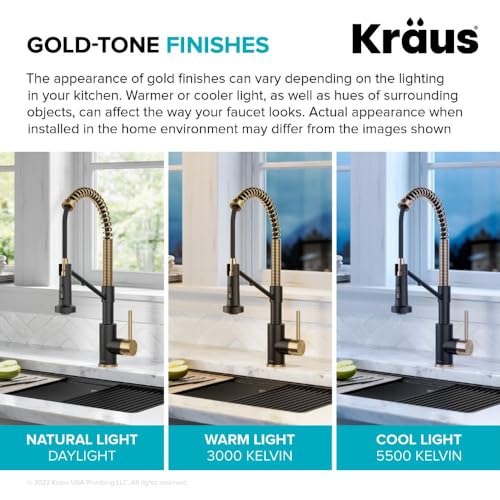 KRAUS Bolden Commercial Style Pull-Down Single Handle 18-Inch Kitchen Faucet in Brushed Brass/Matte Black, KPF-1610BBMB