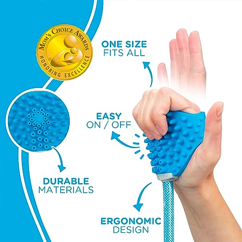 Aquapaw Pet Bathing Tool – Sprayer and Scrubber in One – Compatible with Indoor Shower or Outdoor Garden Hose – for Dog and Cat Grooming – Garden Hose and Shower Adapters Included