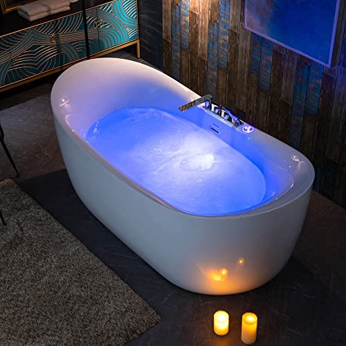 WOODBRIDGE 72" x 35-3/8" Whirlpool Water Jetted and Air Bubble Freestanding Heated Soaking Combination Bathtub with LED control panel,BJ-400