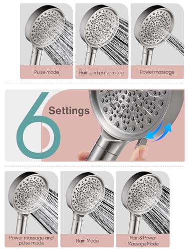 Cobbe Filtered Shower Head with Handheld, High Pressure 6 Spray Mode Showerhead with Filters, Water Softener Filters Beads for Hard Water - Remove Chlorine - Reduces Dry Itchy Skin, Matte Black