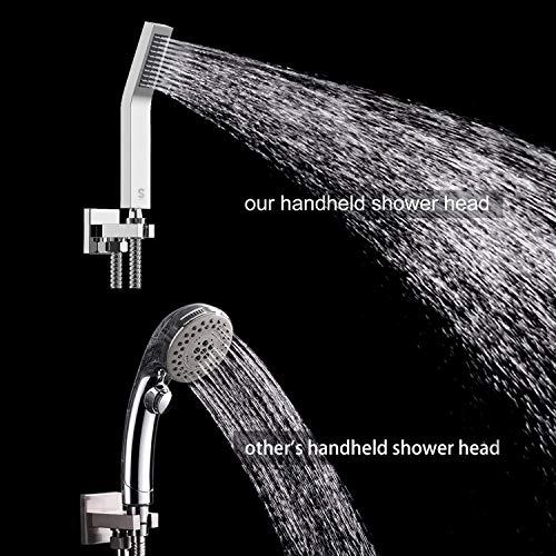 SR SUN RISE Shower Faucet Set Bathroom Square Rain Shower Head with Handheld Spray Wall Mounted Rainfall Shower Fixtures Brushed Nickel Shower Faucet Trim Repair Kits (Contain Shower Valve)