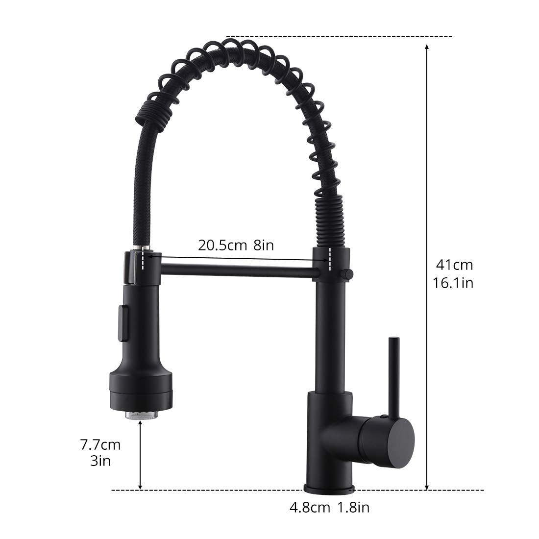 AIMADI Black Kitchen Faucet with Sprayer - Commercial Faucet Kitchen Single Handle Spring Pull Down Kitchen Sink Faucet with LED Light,Matte Black