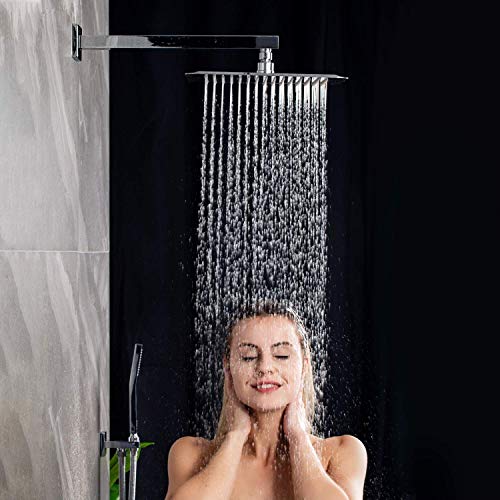 SR SUN RISE Shower Faucet Set Bathroom Square Rain Shower Head with Handheld Spray Wall Mounted Rainfall Shower Fixtures Brushed Nickel Shower Faucet Trim Repair Kits (Contain Shower Valve)