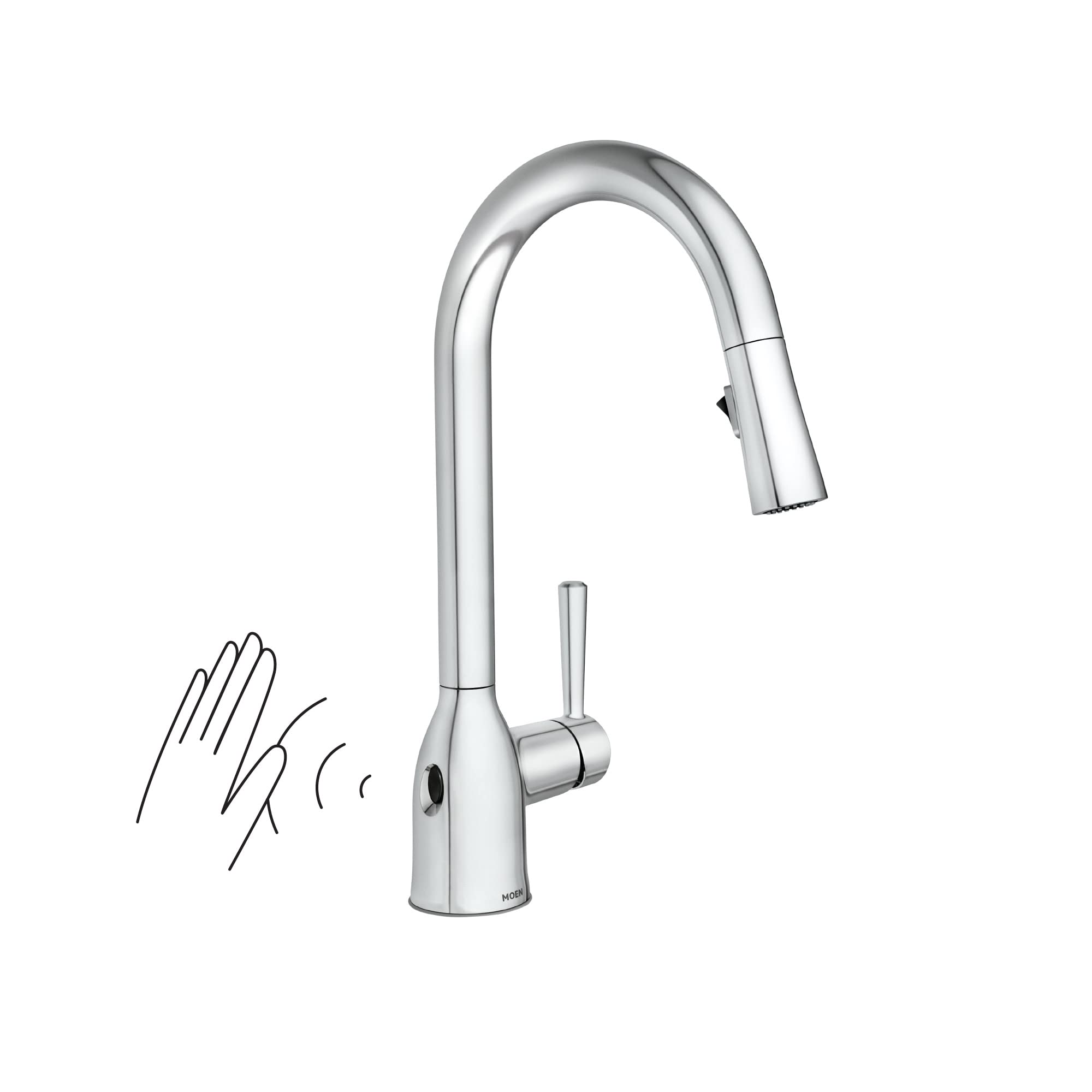 Moen 87233SRS Adler One-Handle High Arc Pulldown Kitchen Faucet with Power Clean, 24.7" L x 12.3" W x 14.6" H, Spot Resist Stainless